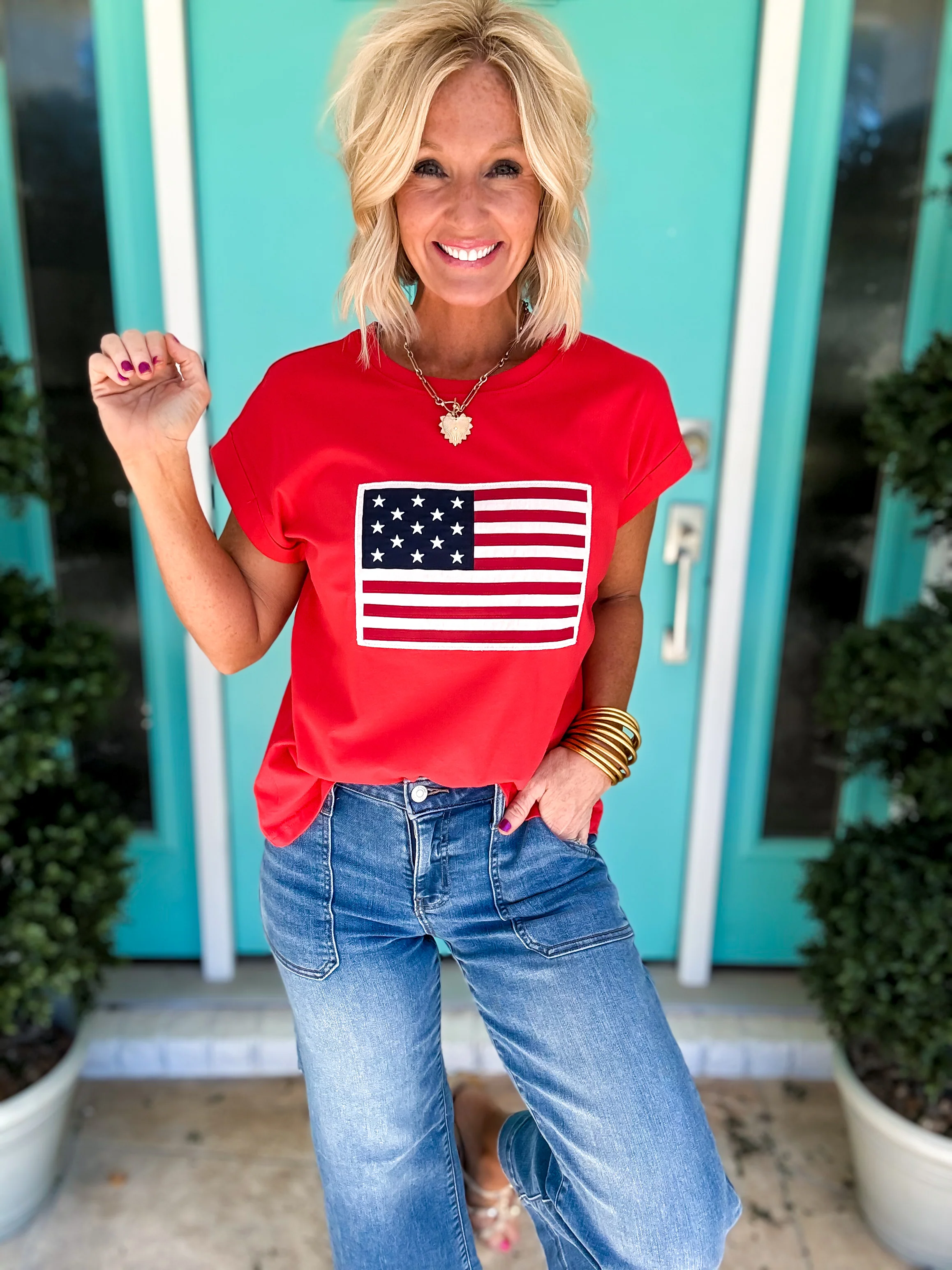 Americana Flag Cuffed Tee - Image 3
