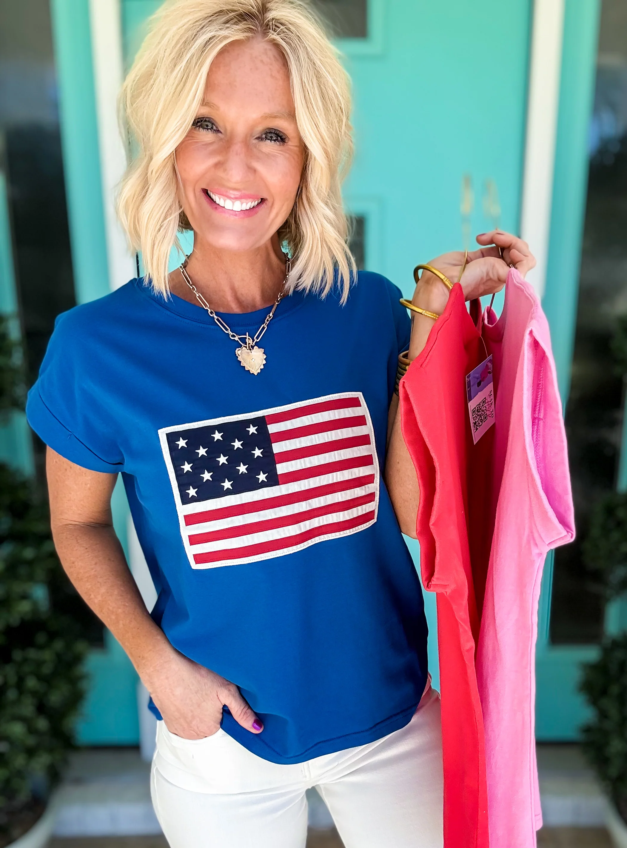 Americana Flag Cuffed Tee - Image 4