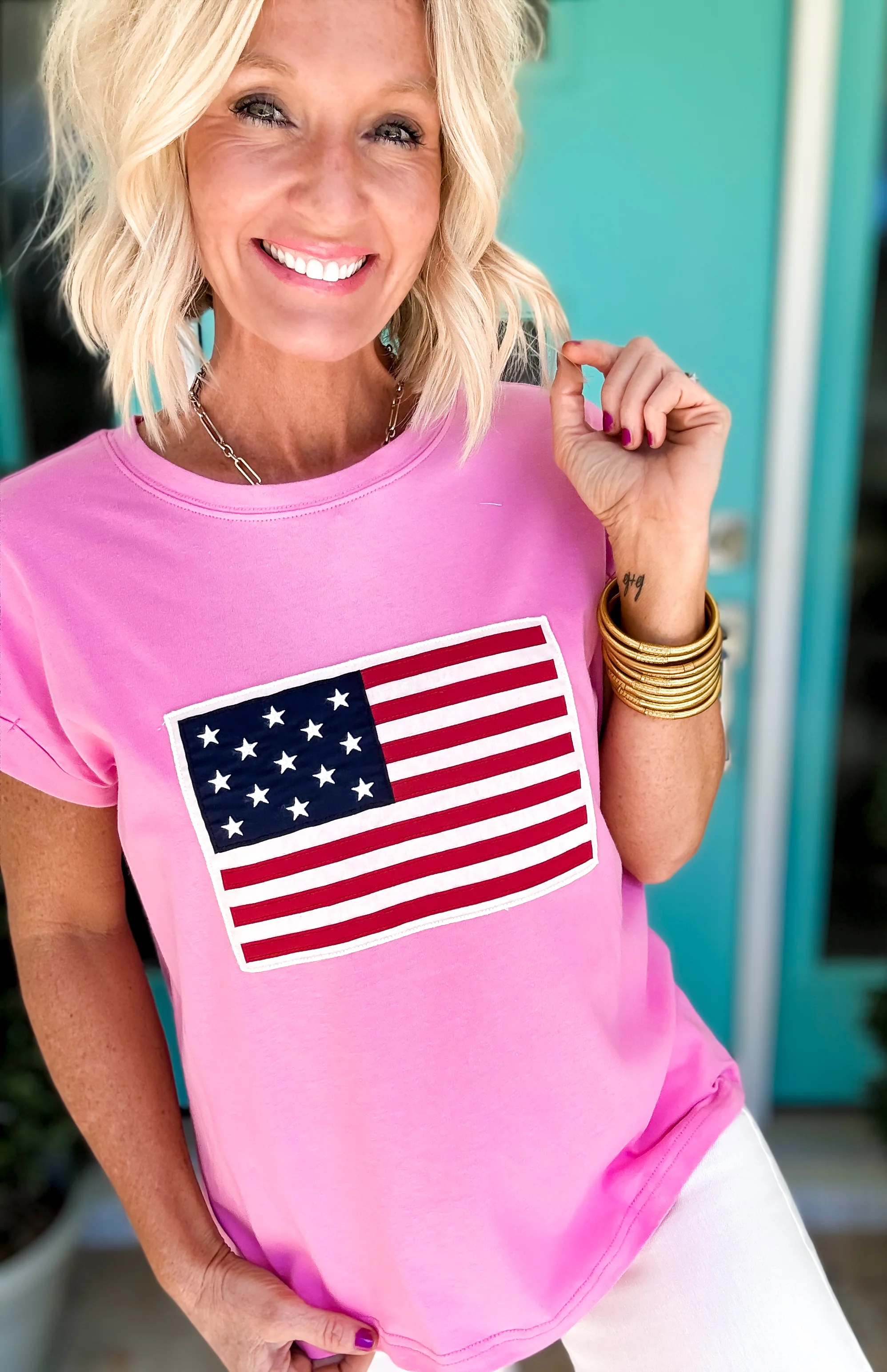 Americana Flag Cuffed Tee - Image 5