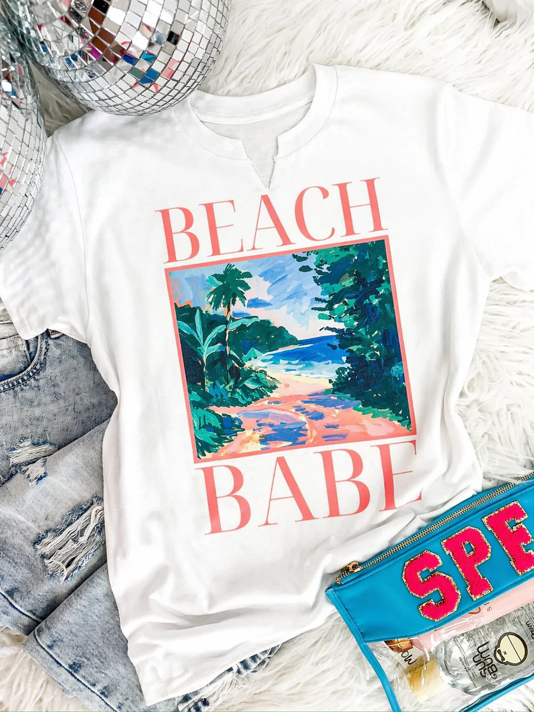Beach Babe Notched Neck Tee - Image 2