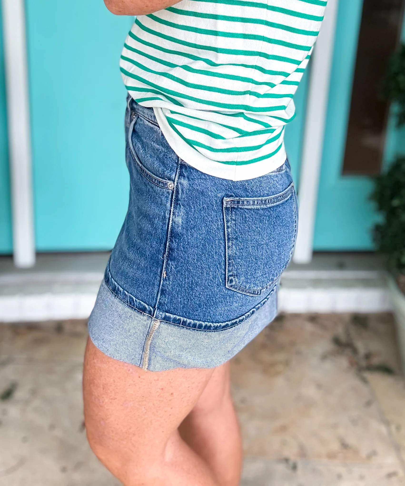 Cuffed Denim Skirt - Image 2