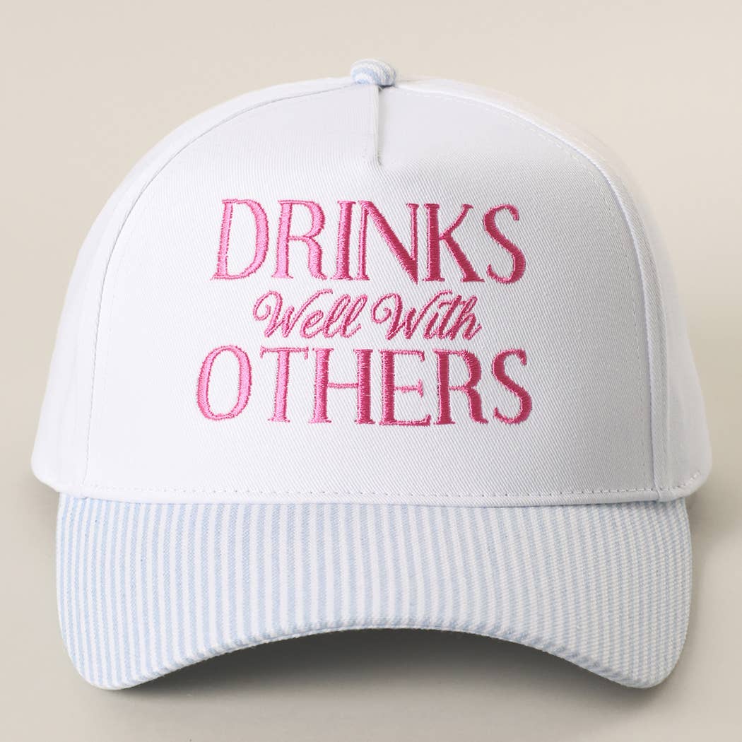 Drinks Well With Others Embroidered Seersucker Brim Hat
