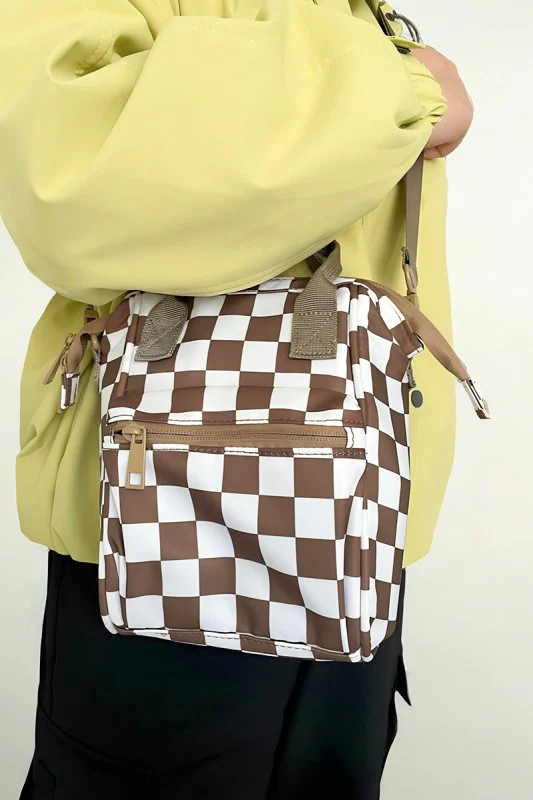 Mocha Checkered Sling Bag - Image 2