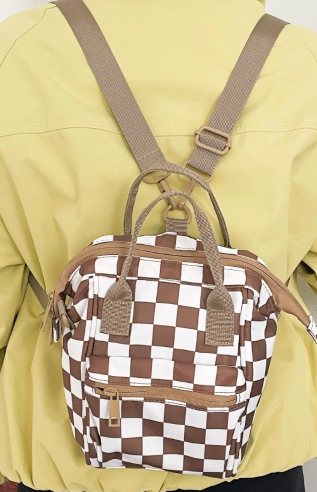 Mocha Checkered Sling Bag - Image 3