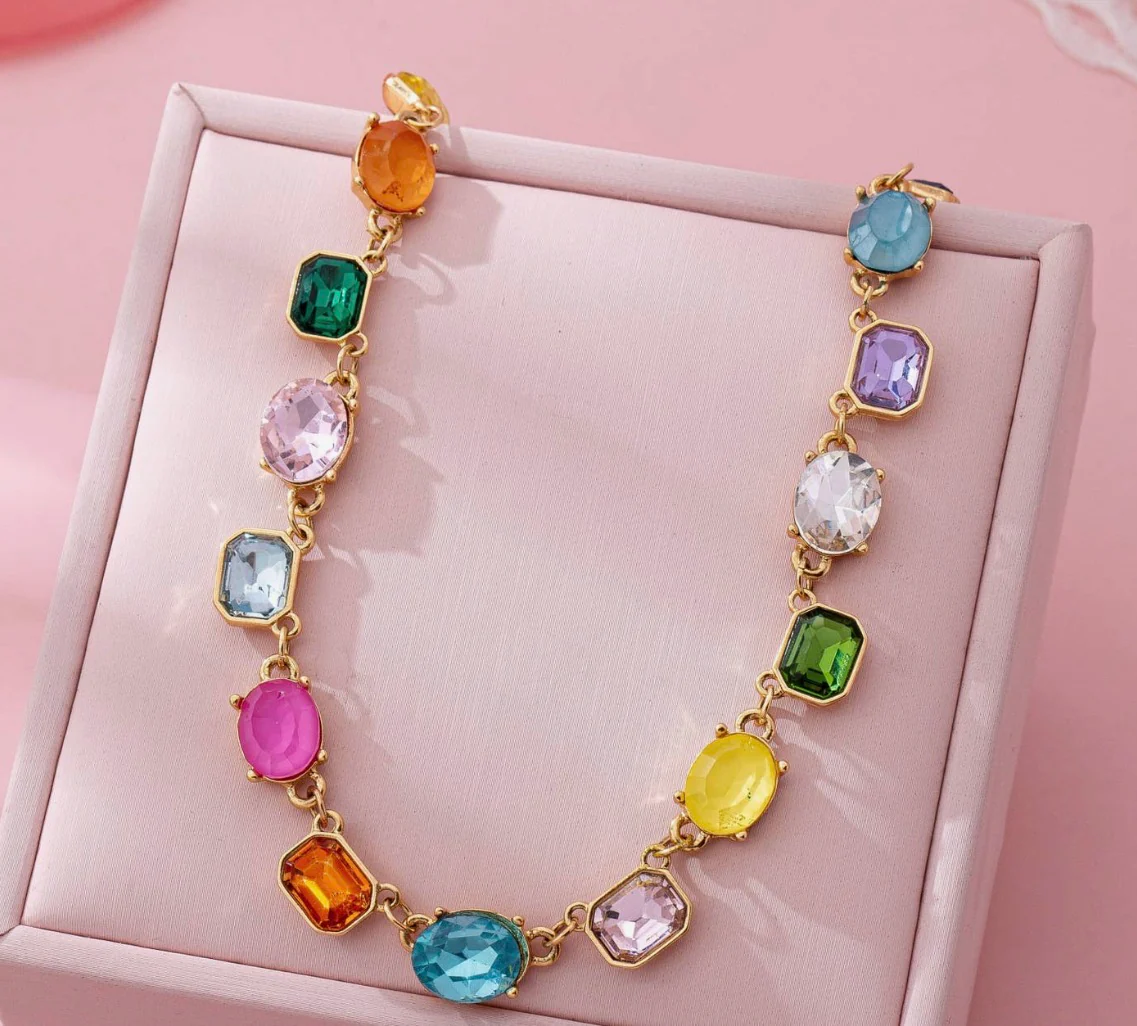 Multicolor Gemstone Link Necklace