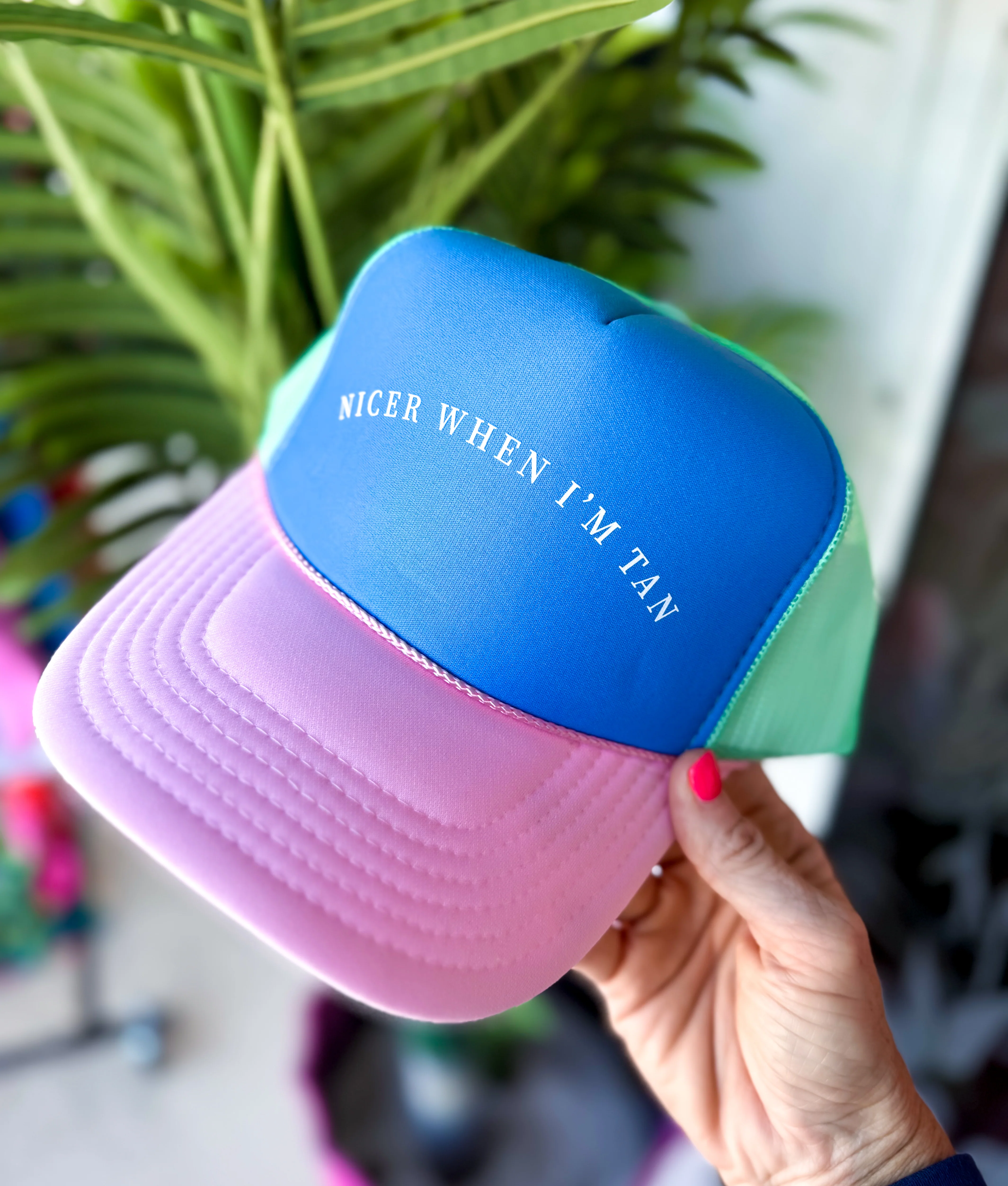 Nicer When I'm Tan Multi Trucker (Carolina Blue) - Image 2