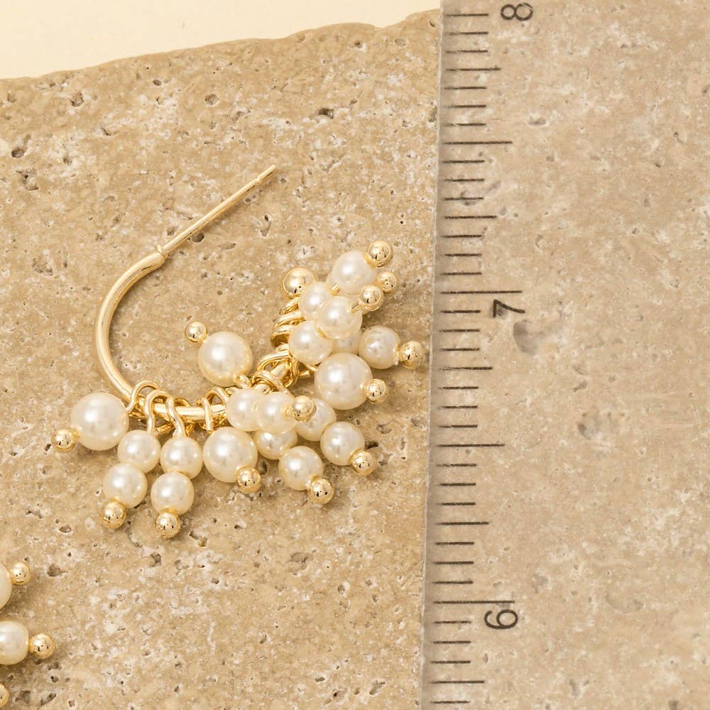Pearl Beaded Fringe Drop Earrings - Image 3