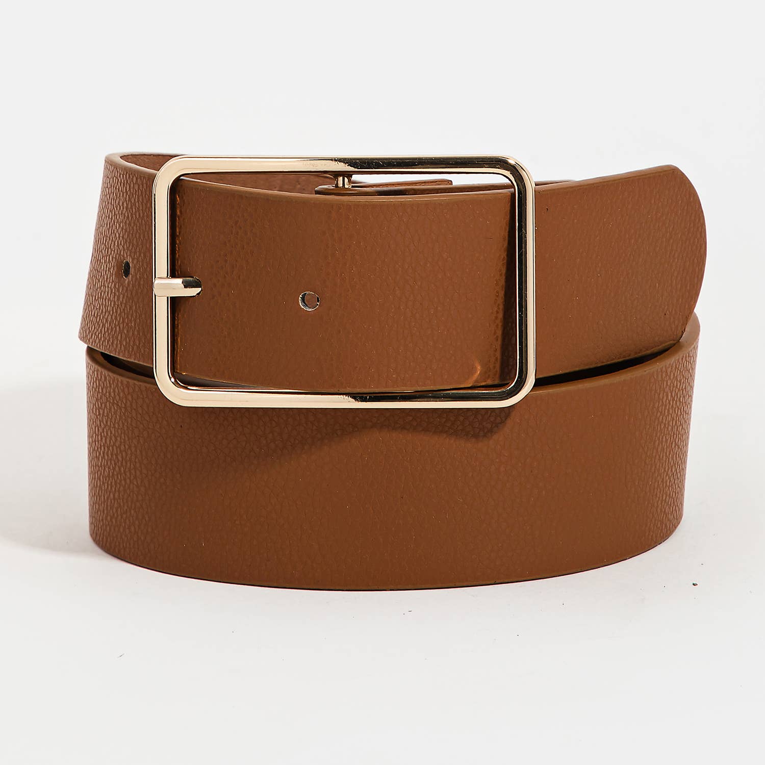 Rectangle Cutout Buckle Vegan Leather Belt - Image 3