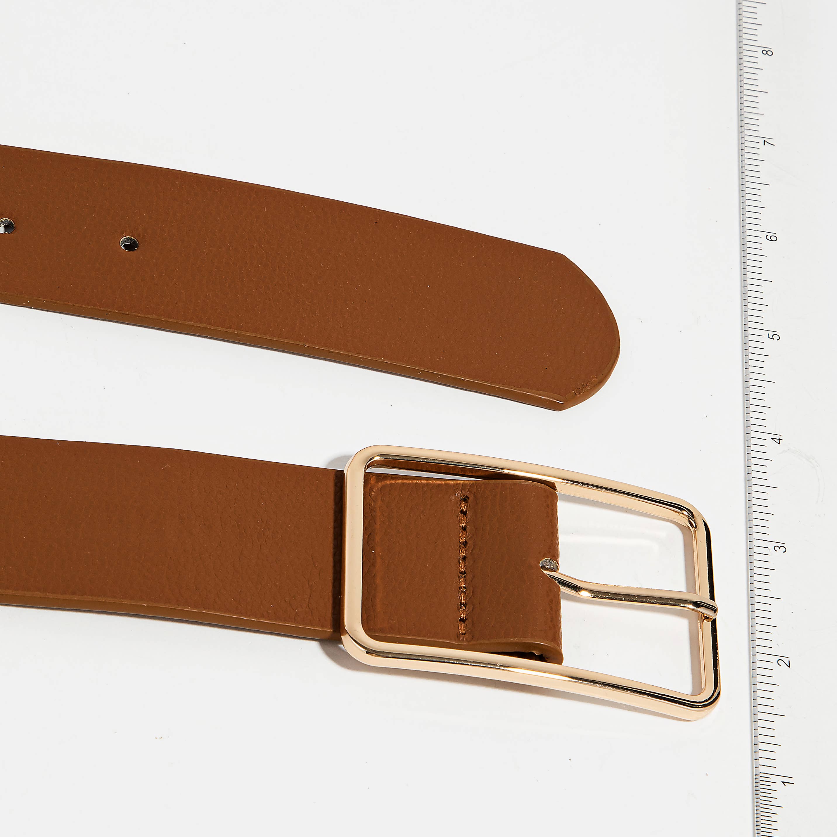 Rectangle Cutout Buckle Vegan Leather Belt - Image 4