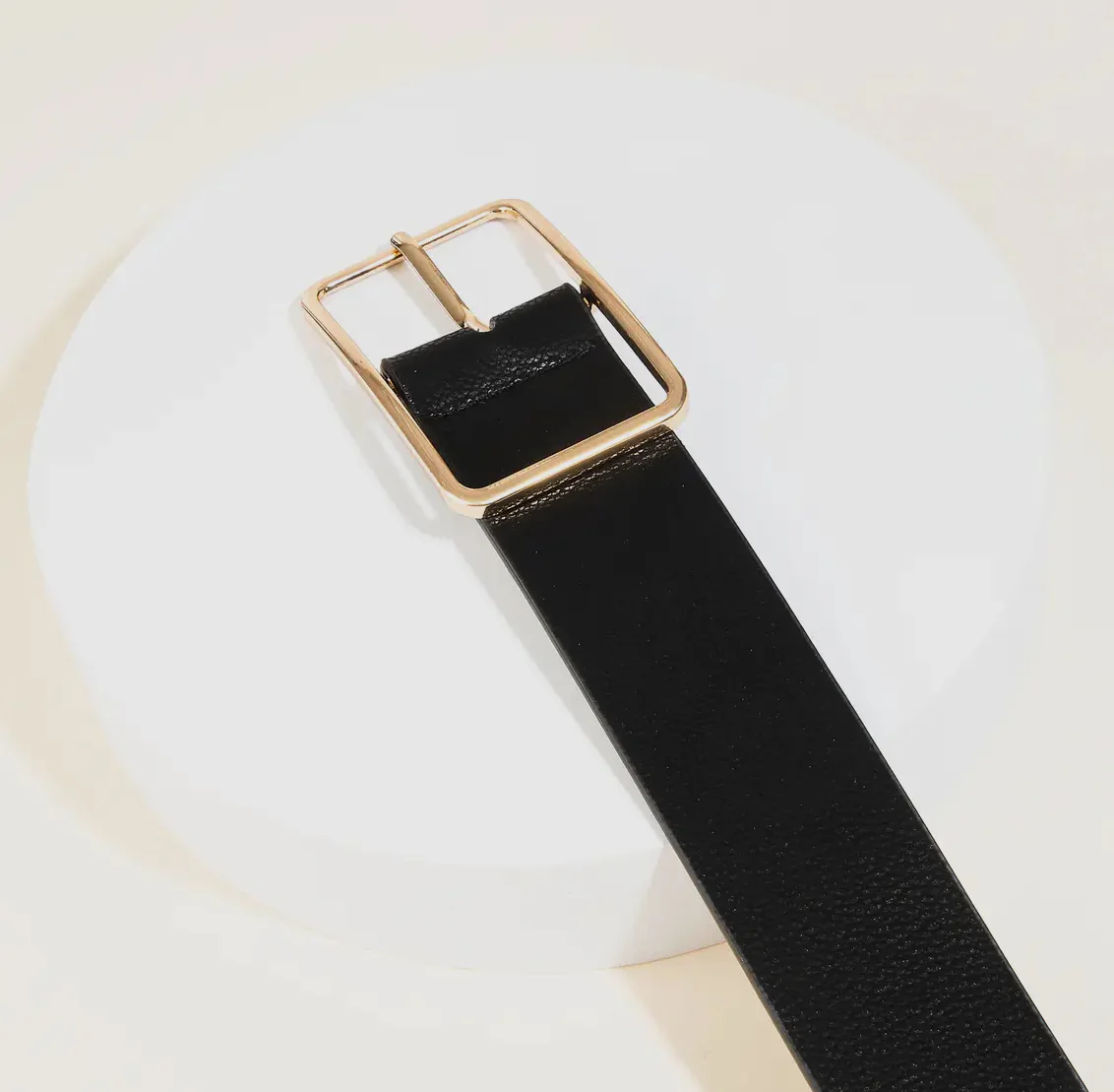 Rectangle Cutout Buckle Vegan Leather Belt - Image 6