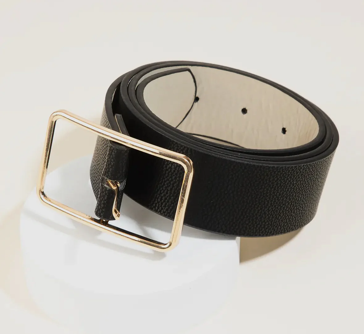 Rectangle Cutout Buckle Vegan Leather Belt - Image 7
