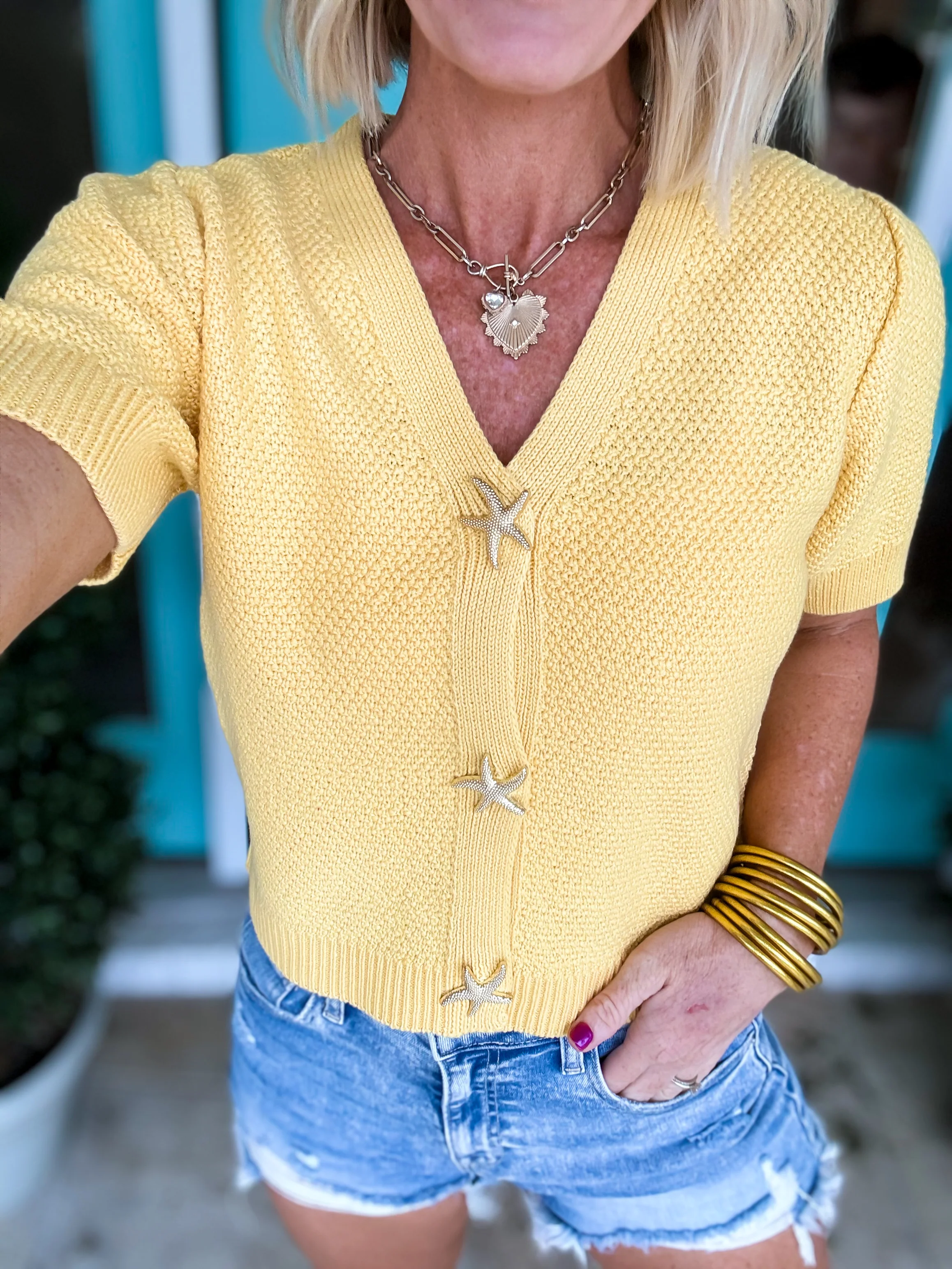 Starfish Gold Button Cardigan - Image 5