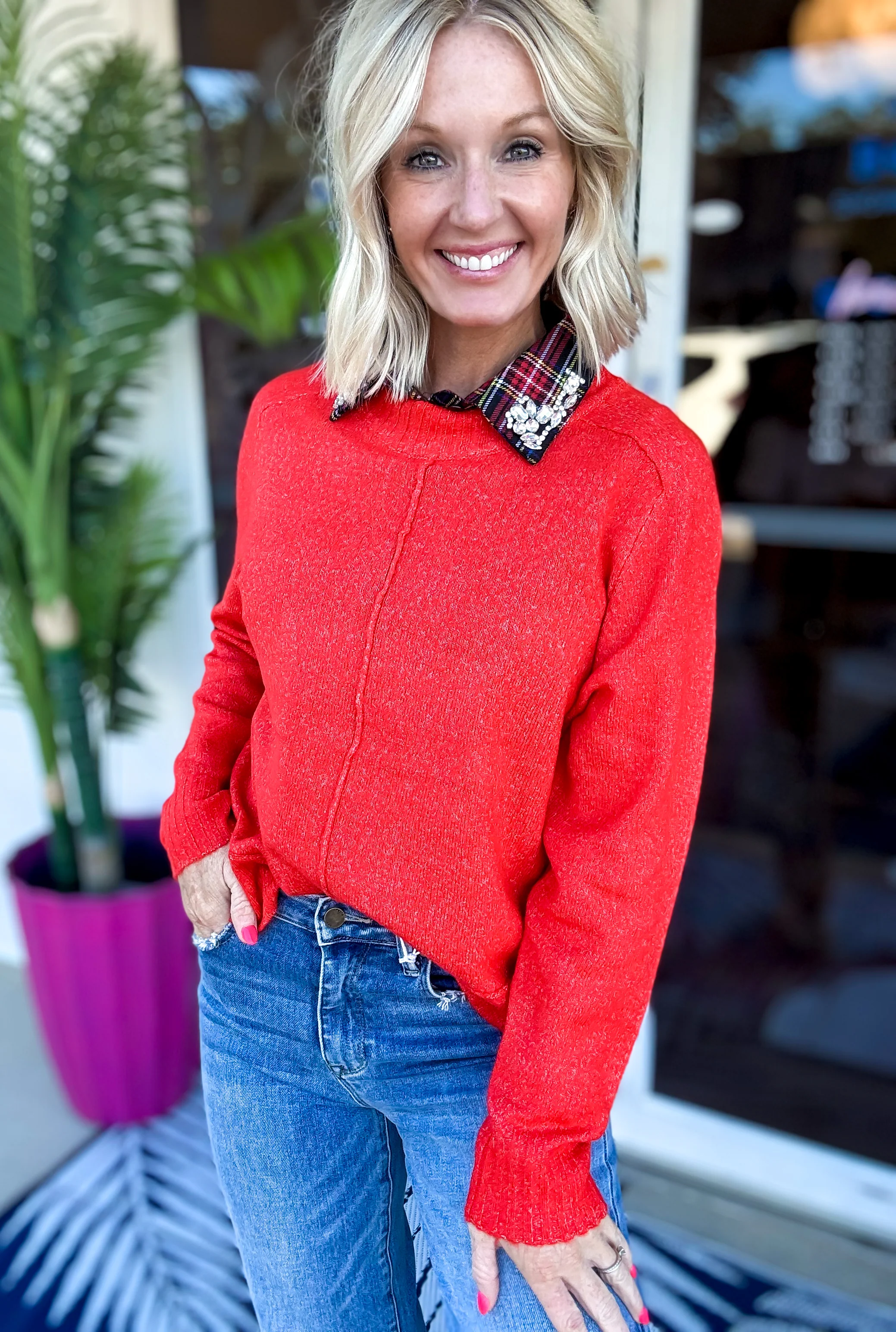 The Centerline Sweater in Red - Image 3