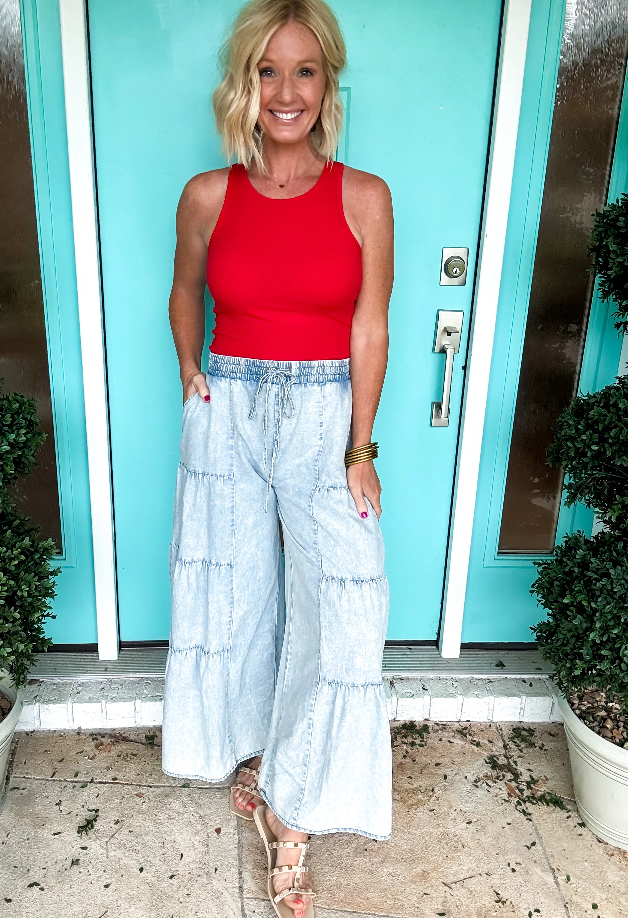 Tiered Chambray Pants - Image 6