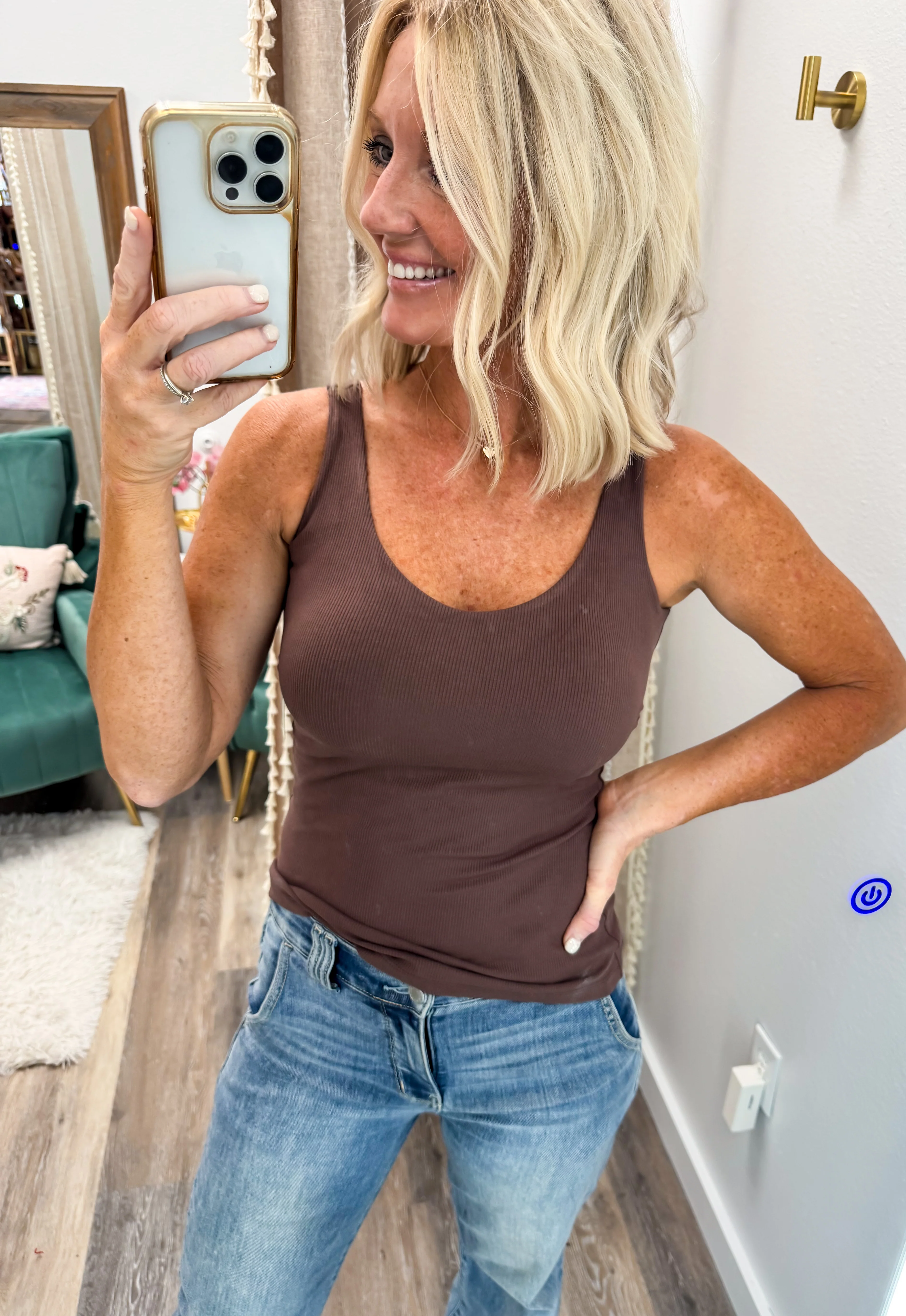 Tiffany Ribbed Tank w/ Built-In Bra - Image 17