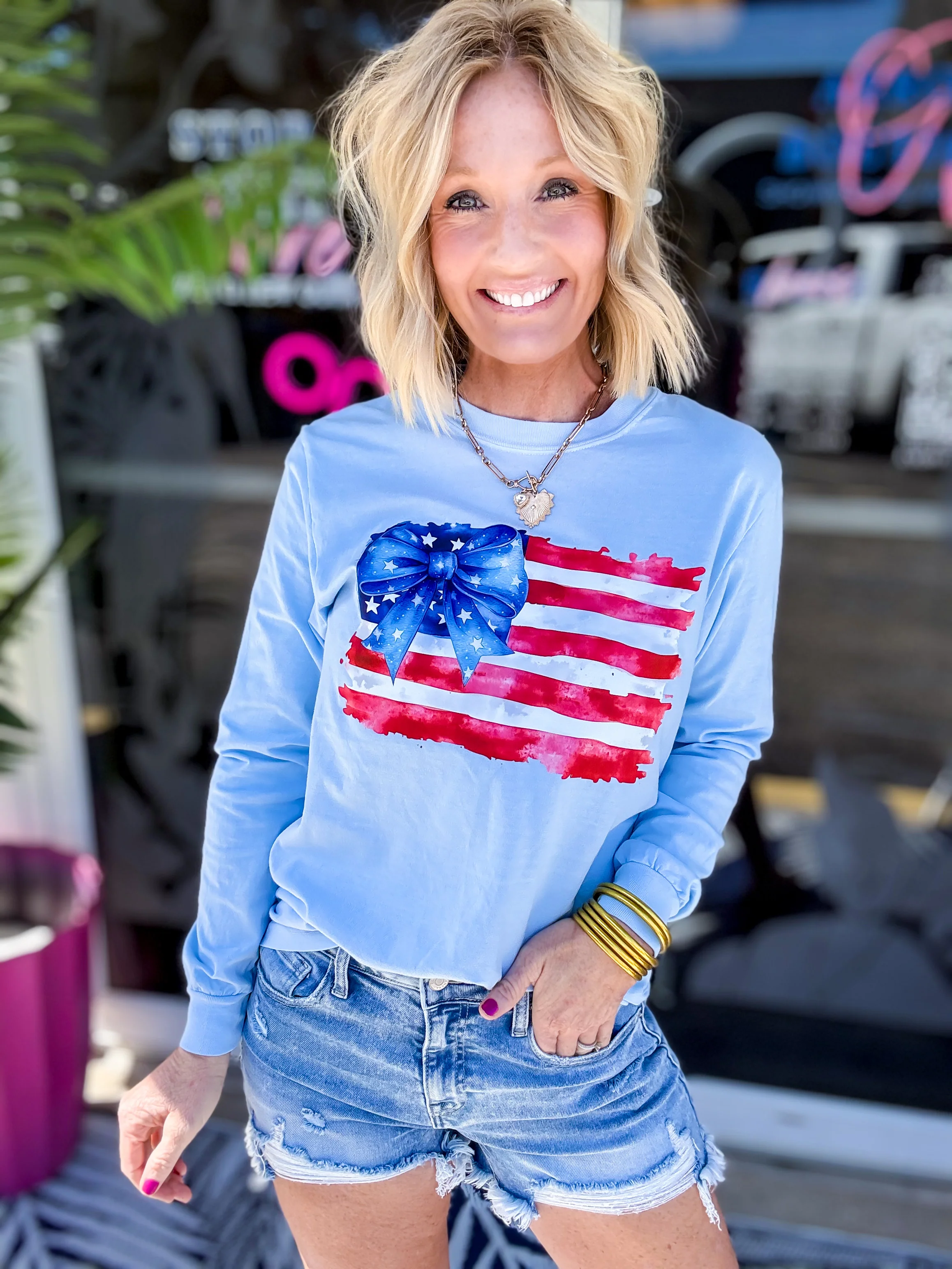 Flag Bow Comfort Colors Tee/Tank - Image 4